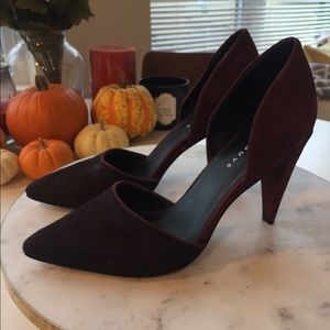 Burgundy Trouve Heels with Fur Detail